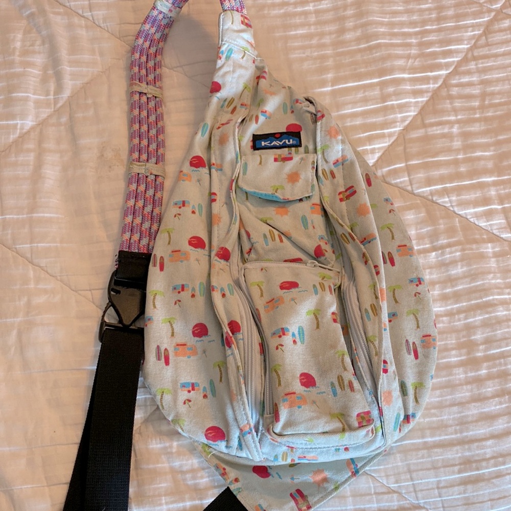 Kavu Sling Bag - Beach Theme - So Cute - Gently Used - All Zipper & Parts Intact